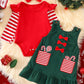 Children's Christmas Striped Bodysuit and Dress Set with Headband - Farnelli