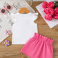 Children's Floral Applique Ruffle Sleeve Top & Skirt Set - Farnelli