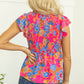 Zaniyah Floral Smocked Ruffle Trim Flutter Sleeve Blouse - Farnelli