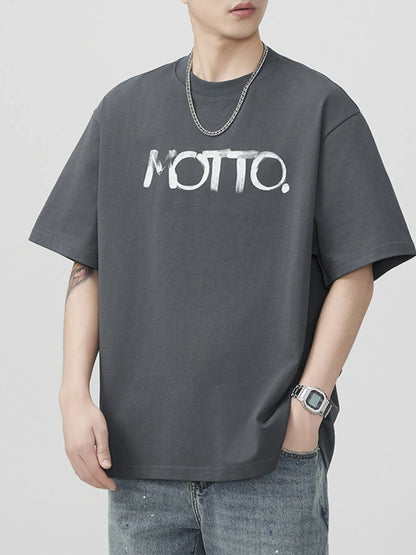 Men's Plus Size Letter Round Neck Half Sleeve T-Shirt - Farnelli