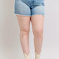 Judy Blue Full Size High Waist Western Embroidery Detail Cut Off Denim Shorts Plus Size - Farnelli