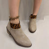 Leopard Block Heels Boots - Khaki