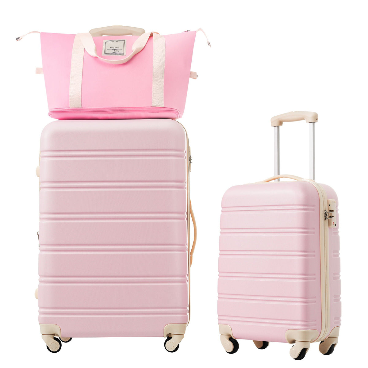HouseOfZazla 2-piece lightweight hardshell luggage set with TSA locks in black, white, or pink