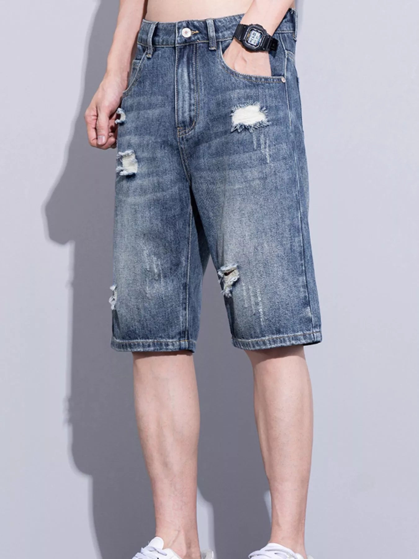 Men's Distressed Denim Shorts - Farnelli