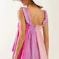 BiBi Frill Shoulder Strap Color Block Bodice Top - Farnelli
