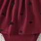 Children's Heart Print Ruffle Trim Bodysuit Dress with Headband - Farnelli