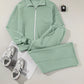 Drop Shoulder Zip Up Jacket and Drawstring Pants Active 2pcs Set - Farnelli