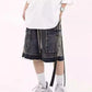 Men's Drawstring Cargo Denim Shorts with Zipper Detail - Farnelli