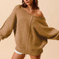 SO ME Loose Fit Exposed Seam Slouchy Boucle Sweater - Farnelli
