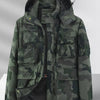 Men's Plus Size Multi-Pocket Hooded Outdoor Jacket - Green Camouflage