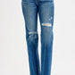 RISEN Full Size Tummy Control High Rise Straight Distressed Jeans Plus Size - Farnelli