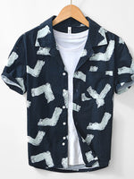 Men's Printed Button Up Short Sleeve Shirt - Farnelli