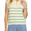 She + Sky Full Size Ribbed Hem Striped Half Zip Sweater Vest Plus Size - Green