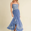 Aemi + Co Ditsy Floral Ruffled Hem Maxi Cami Dress - Blue
