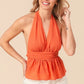 BiBi Back Open With Halter Neck Wrinkled Tank Top - Farnelli