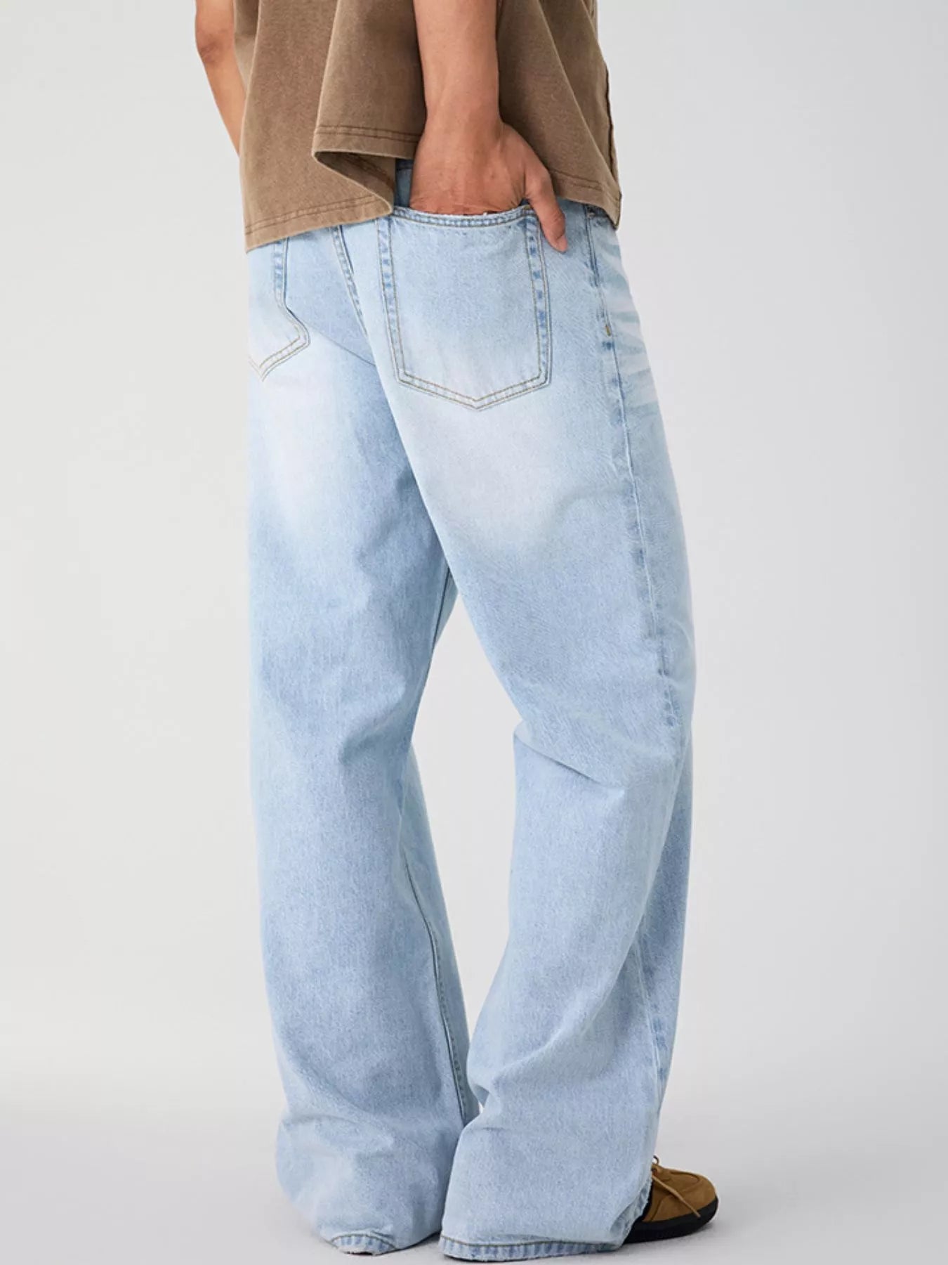 Men's Wide Leg Wash Jeans - Farnelli