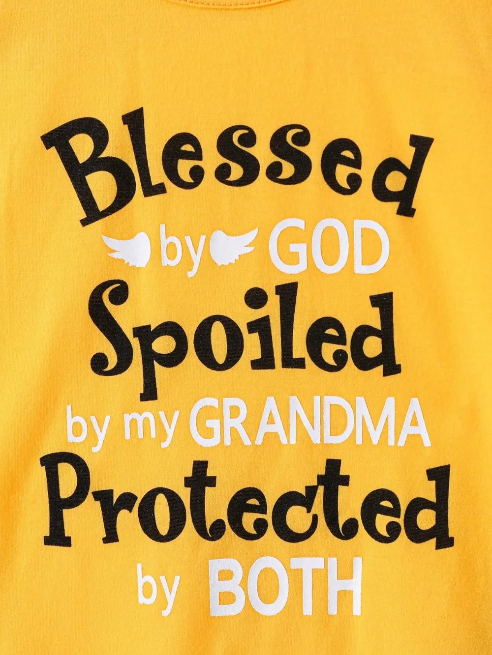 Children's Round Neck Letter Graphic T-Shirt and Distressed Jeans Set - Farnelli