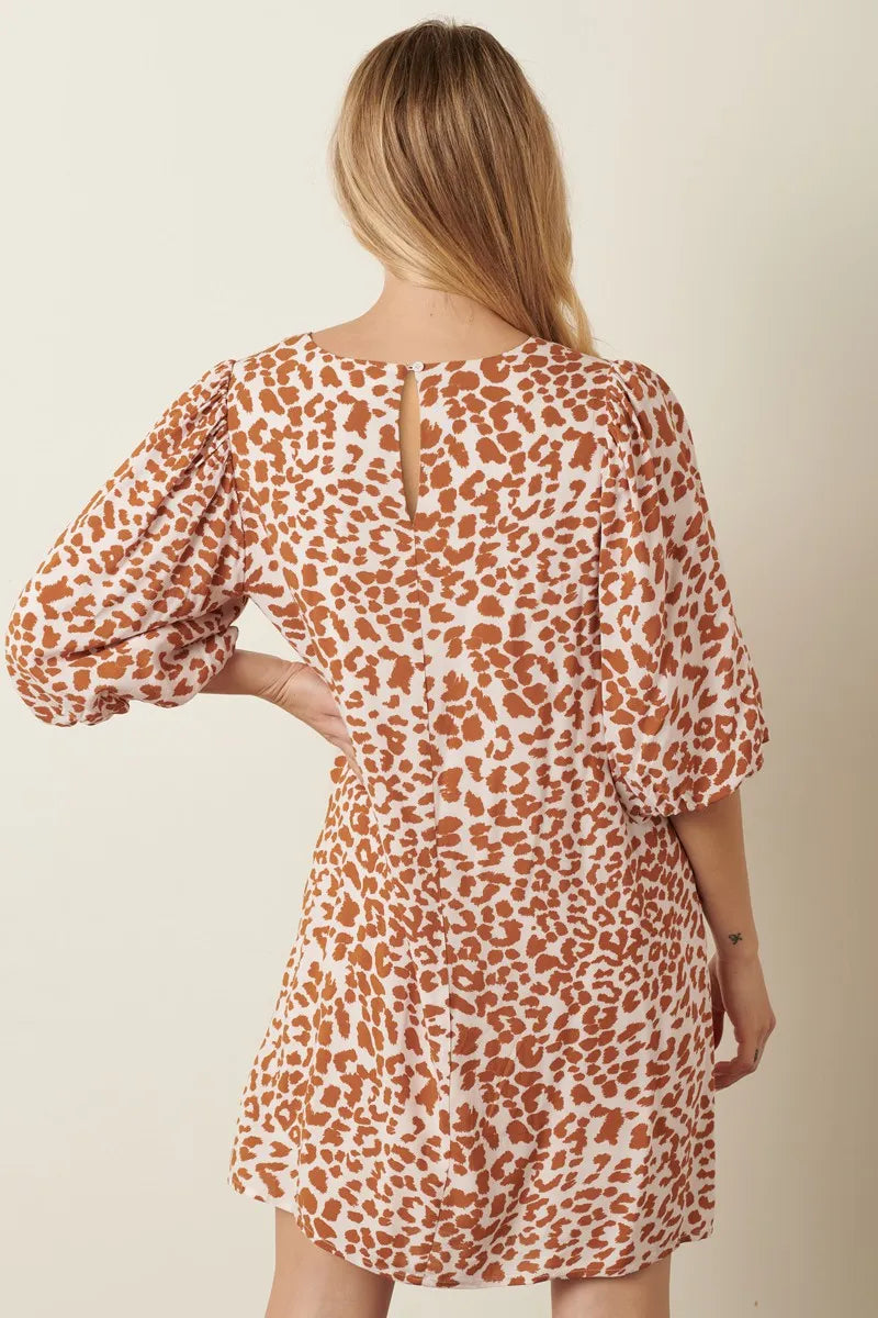 Mittoshop Animal Print Puff Sleeve Mini Dress - Farnelli