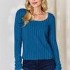 Basic Bae Full Size Ribbed Long Sleeve T-Shirt - Sky Blue