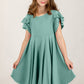 Round Neck Petal Sleeve Dress - Farnelli