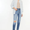 Kancan High Rise Distressed Mom Jeans - Medium