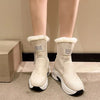 Side Zipper Platform Boots - Creamy-white