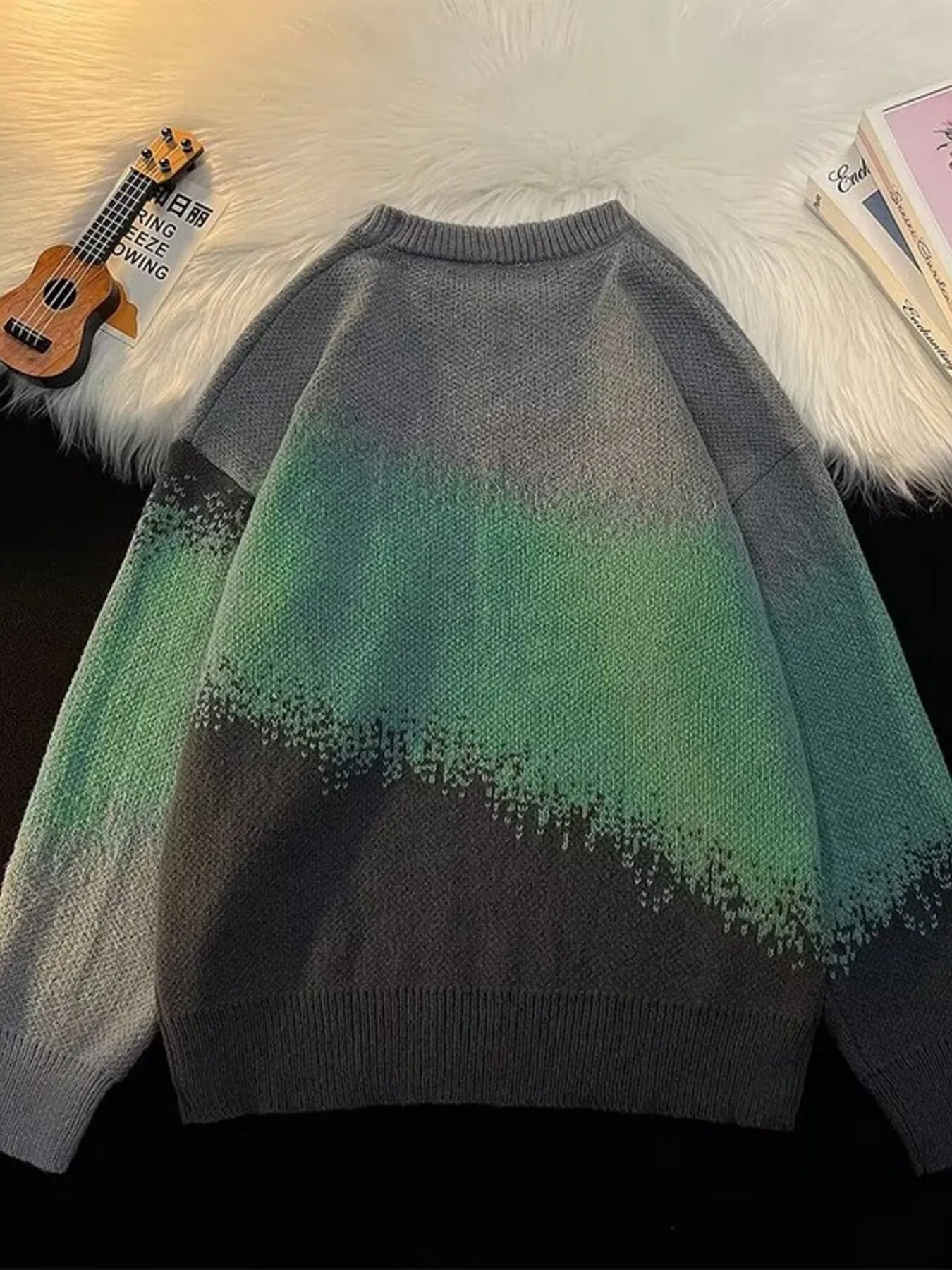 Men's Plus Size Gradient Color Block Sweater - Farnelli