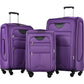 HouseOfZazla expandable softside luggage 3-piece set with spinner wheels in multiple colors