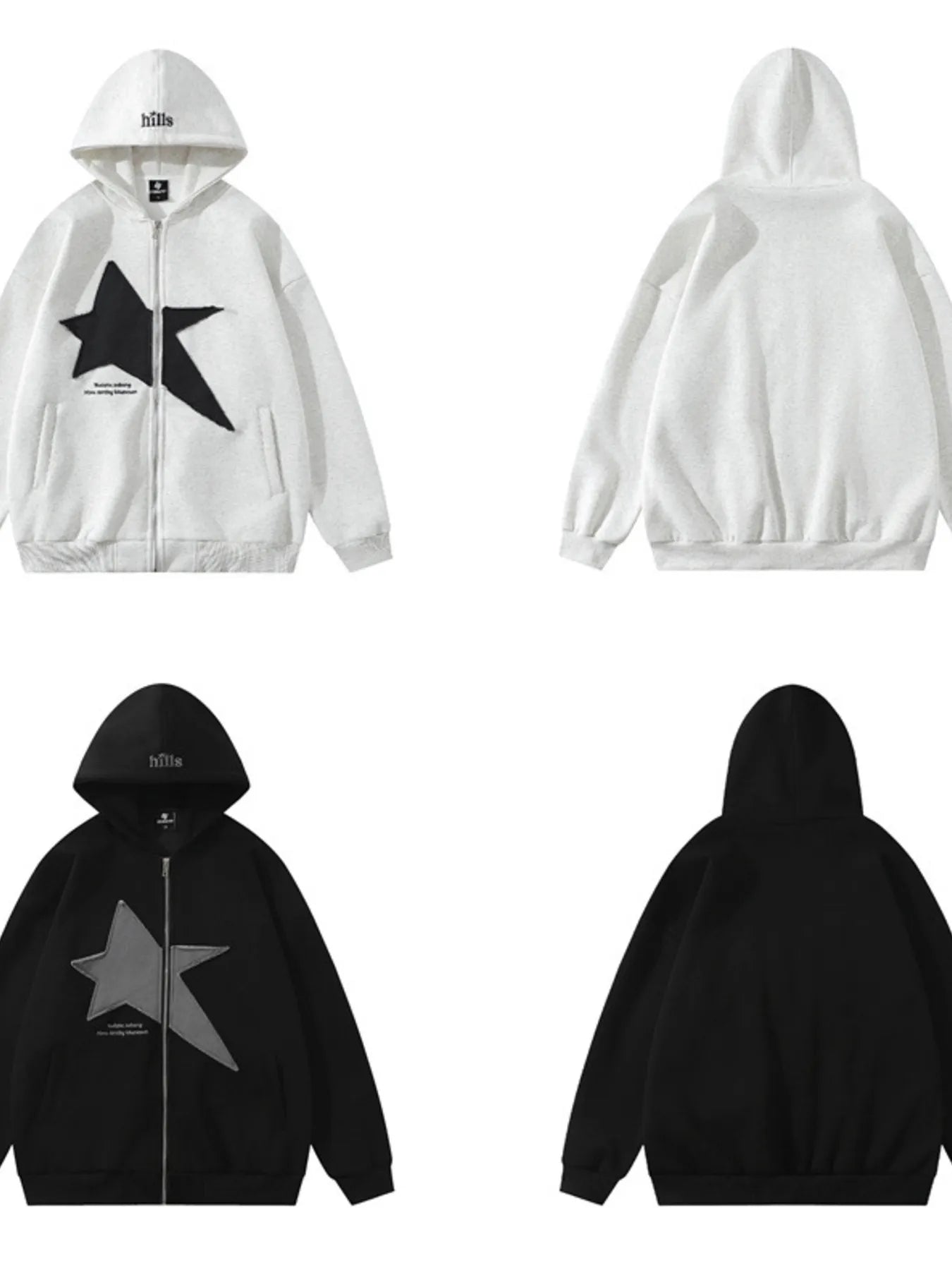 Men's Star Zip-Up Long Sleeve Hoodie - Farnelli