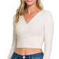 Zenana Ribbed Surplus Waist Band Long Sleeve Top - Farnelli