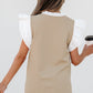 Serena Contrast V Neck Ruffled Textured Knit Top - Farnelli