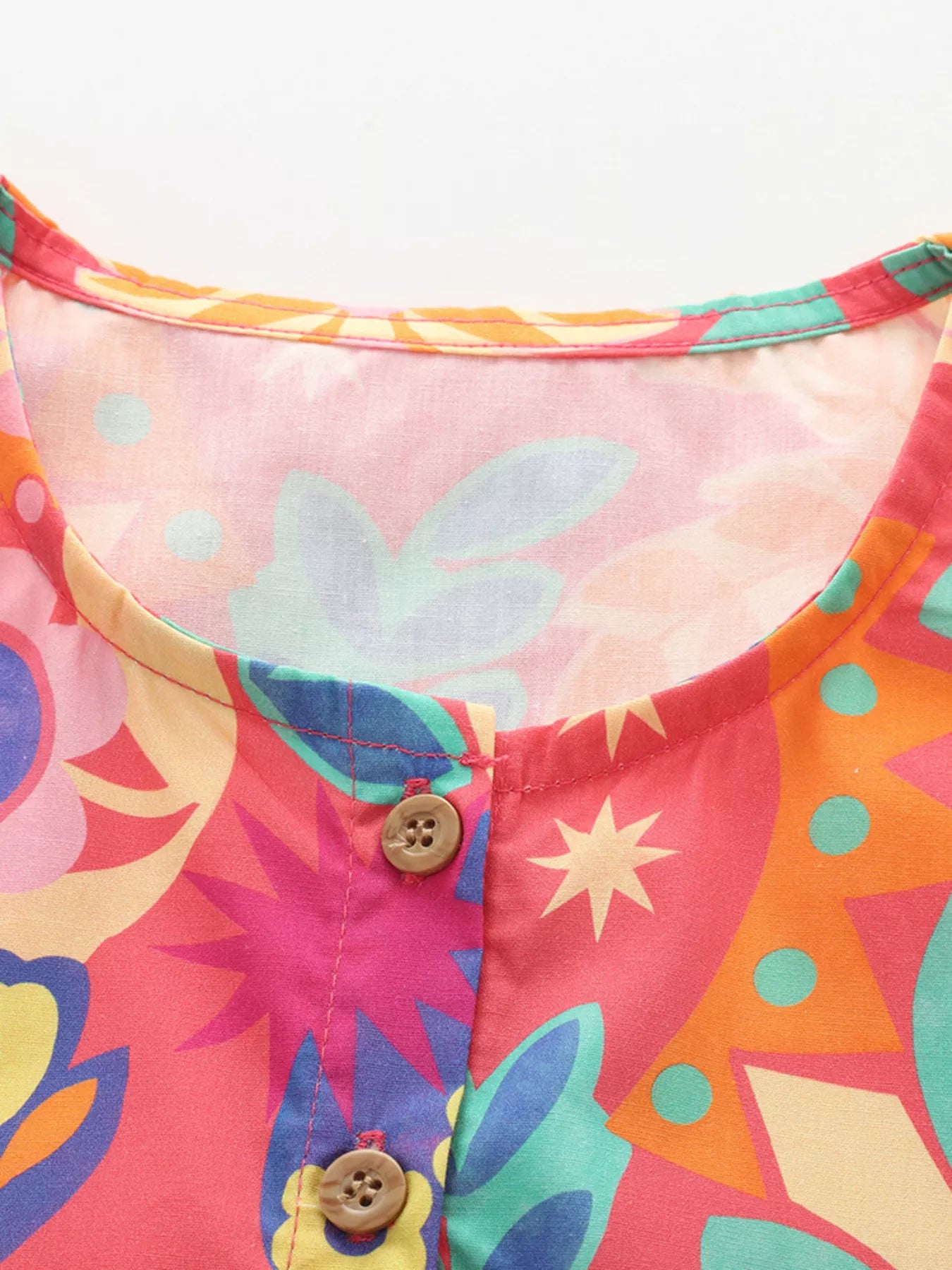 Children's Floral Print Button Detail Casual Dress - Farnelli