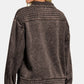 Zenana Acid Washed Half Snap Fleece Sweatshirt - Farnelli