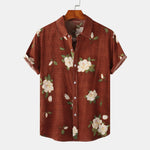 Men's Plus Size Floral Print Short Sleeve Button Down Shirt - Farnelli