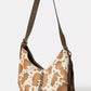 Fame Cow Print Hobo Shoulder Bag with Studded Details - Farnelli