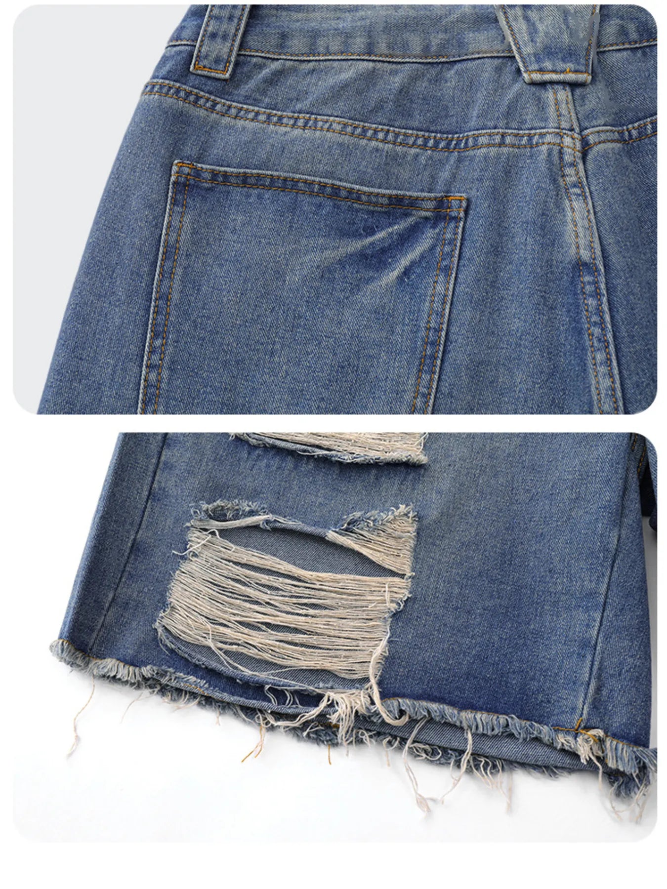 Men's Distressed Denim Shorts - Farnelli