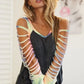 BiBi Jersey Knit Top with Tie Dye Laser Cut Sleeves - Farnelli