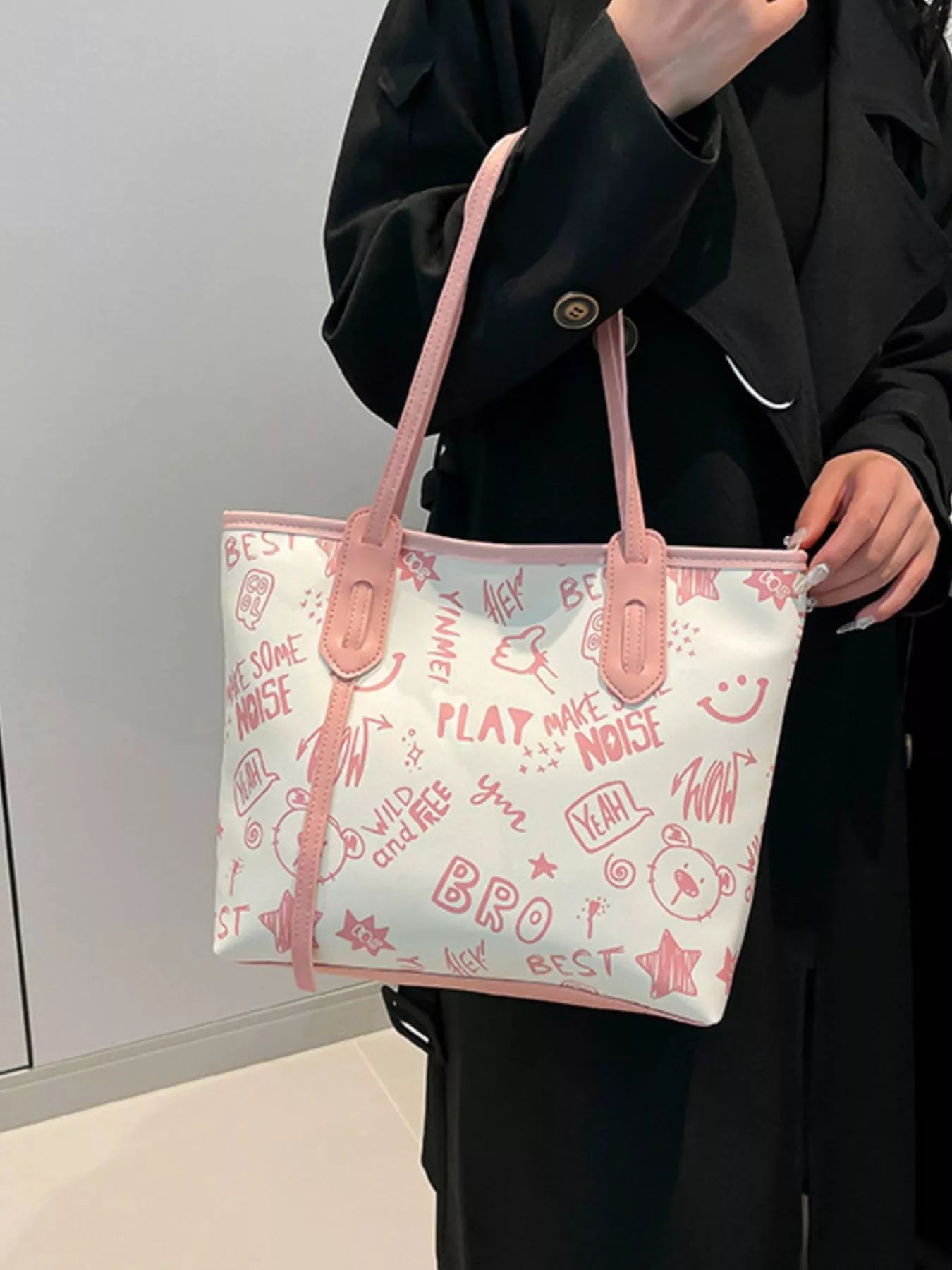 Graffiti Print Casual Tote Bag - Farnelli
