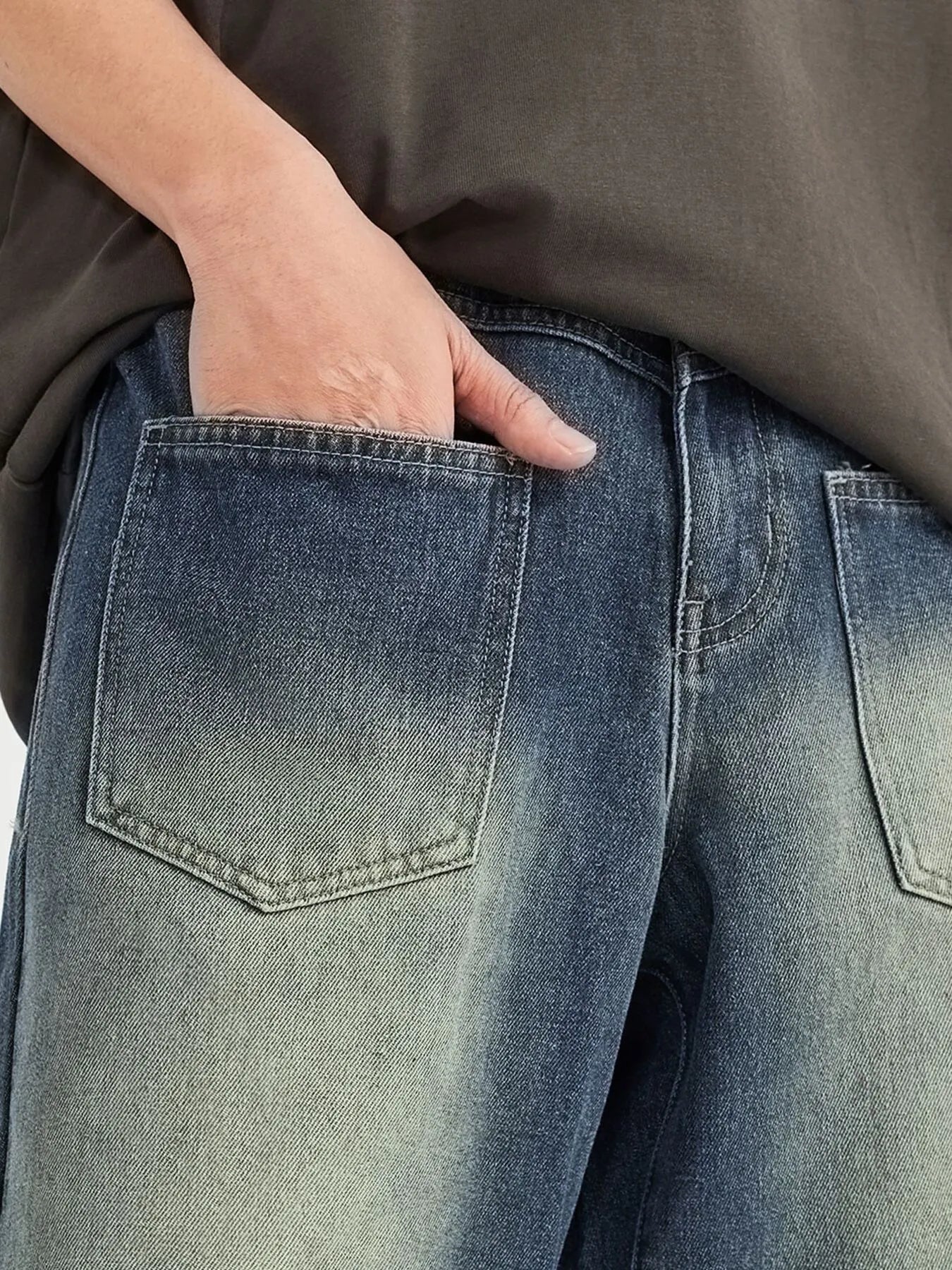 Men's Vintage Wash Wide Leg Jeans - Farnelli