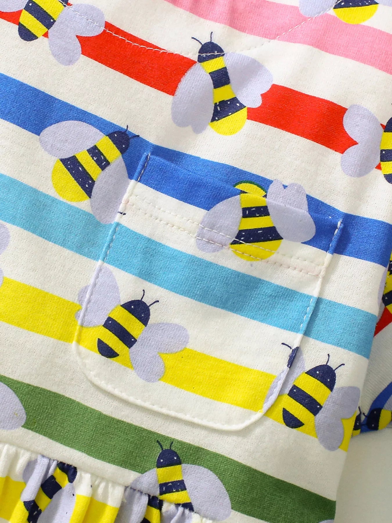 Children's Striped Bee Print Casual Dress - Farnelli