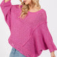 SAGE + FIG Distressed Asymmetrical Open Stitch Sweater - Farnelli