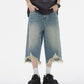 Men's Distressed Wide Leg Denim Shorts - Farnelli