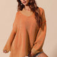 SO ME Oversized Two Tone Textured V Neck Sweater - Farnelli