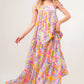 And The Why Full Size Printed Tie Shoulder Tiered Maxi Dress - Farnelli