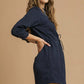 Umgee Drawstring Cable Knit Mini Dress with Pockets - Farnelli