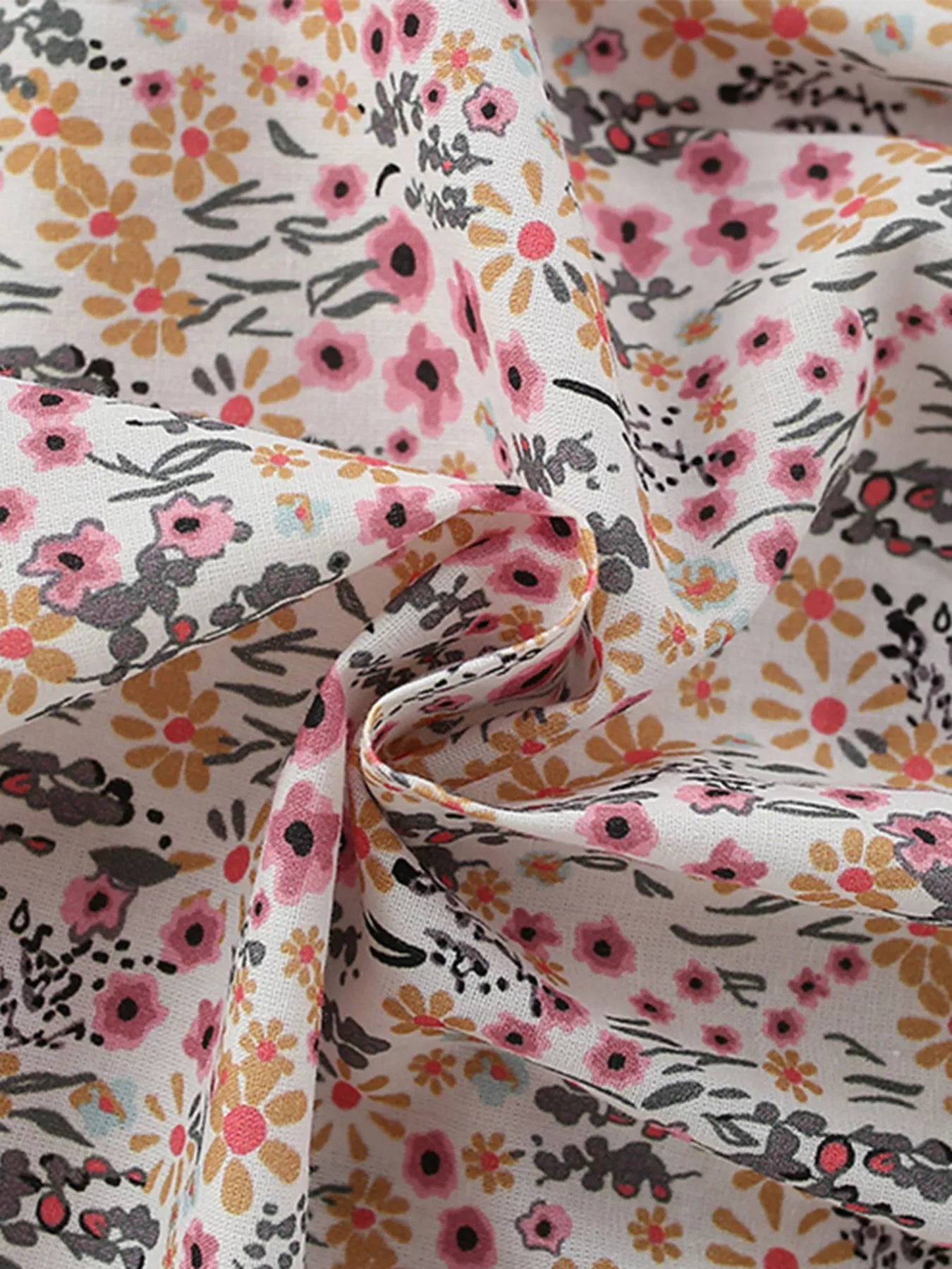 Children's Floral Print Button-Front Ruffle Sleeve Dress - Farnelli