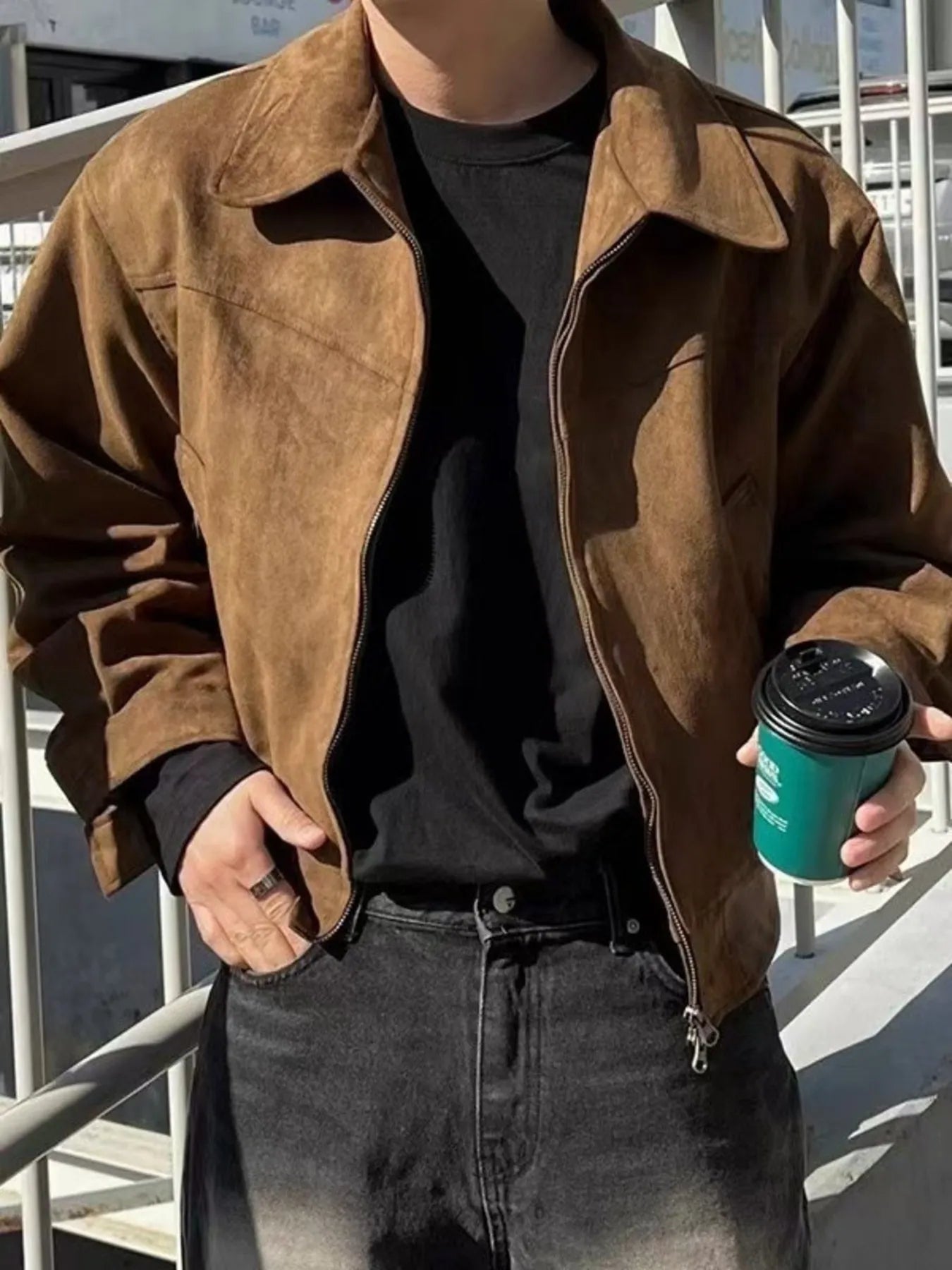 Men's Plus Size Zip Up Long Sleeve Jacket - Farnelli