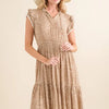 And The Why Boho Printed Tiered Maxi Dress - Taupe