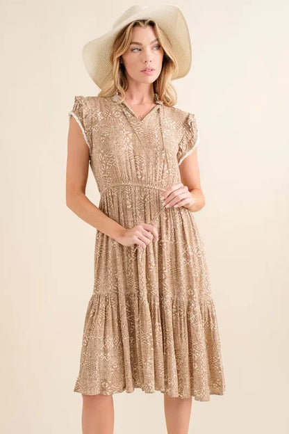 And The Why Boho Printed Tiered Maxi Dress - Farnelli