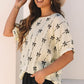 Aviana Bow Print Puff Short Sleeve Top - Farnelli
